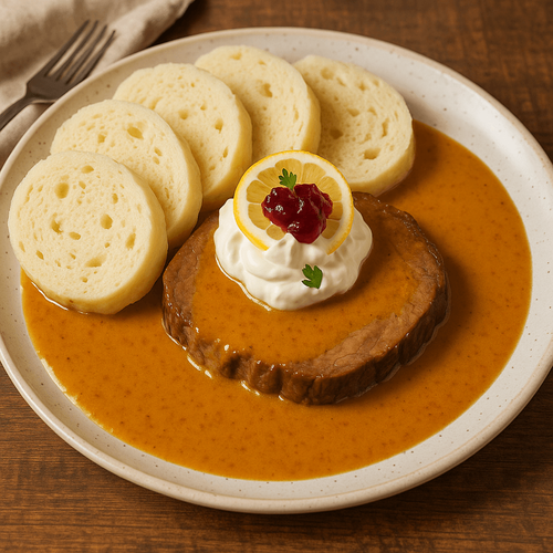 Svíčková na smetaně - tradycyjna czeska potrawa z knedlikami