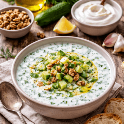 Tarator - bułgarski chłodnik w trzech stanach skupienia